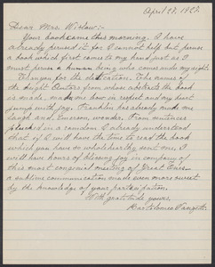 Sacco-Vanzetti Case Records, 1920-1928. Correspondence. Bartolomeo Vanzetti to Mrs. Gertrude L. Winslow, April 27, 1927. Box 40, Folder 116, Harvard Law School Library, Historical & Special Collections