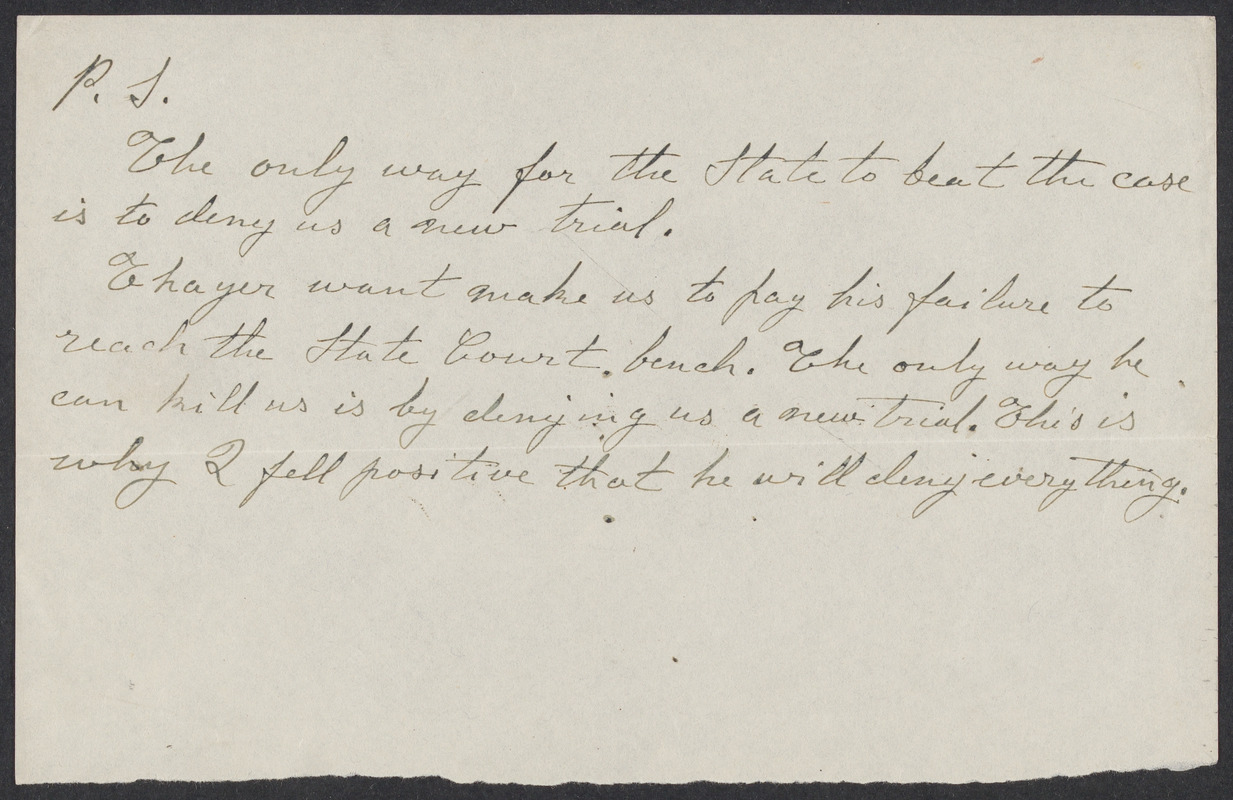 SaccoVanzetti Case Records, 19201928. Correspondence. Bartolomeo