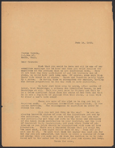Sacco-Vanzetti Case Records, 1920-1928. Correspondence. Sacco-Vanzetti Defense Committee Correspondence to Steven Hornik, June 14, 1922. Box 41, Folder 17, Harvard Law School Library, Historical & Special Collections