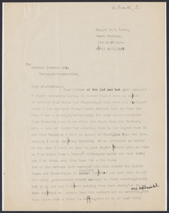 Sacco-Vanzetti Case Records, 1920-1928. Correspondence.Gardner Jackson to J. Hillsmith, April 1929. Box 41, Folder 53, Harvard Law School Library, Historical & Special Collections