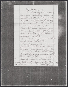 Sacco-Vanzetti Case Records, 1920-1928. Correspondence. Rose Sacco to Cerise Jack (photocopy), 1926-1927. Box 41, Folder 63, Harvard Law School Library, Historical & Special Collections