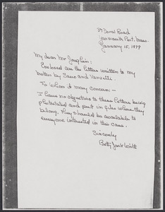Sacco-Vanzetti Case Records, 1920-1928. Correspondence. Betty Jack Wirth and Louis Joughin, 1978-1979. Box 41, Folder 68, Harvard Law School Library, Historical & Special Collections