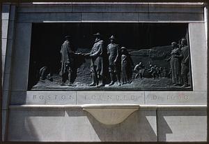 Relief sculpture on Founders' Memorial, Boston Common, Boston