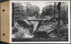 Contract No. 70, WPA Sewer Construction, Rutland, "C" line, looking back from manhole 7C, Rutland Sewer, Rutland, Mass., Oct. 10, 1940