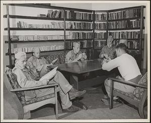 In the library and lounge of marine barracks at NOB