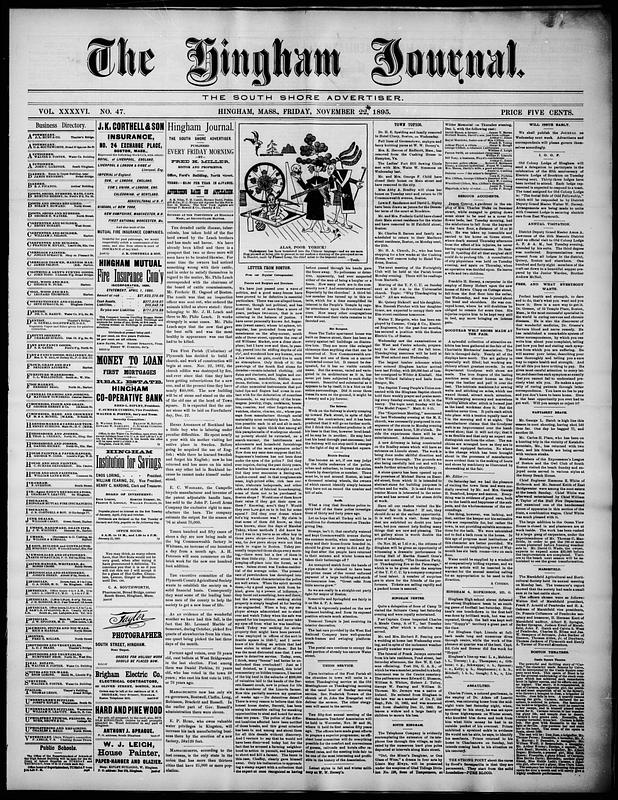 Hingham Journal. November 22, 1895 Digital Commonwealth