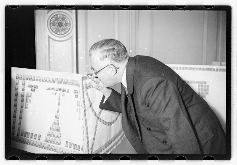 Ernest D. Chase pres., birthday card of stamps