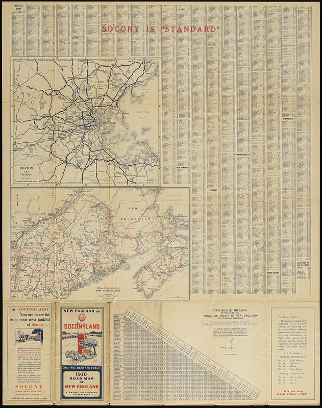 1930 Socony road map of New England