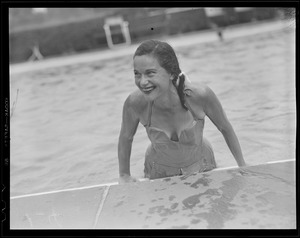 Smiling girl in bathing suit