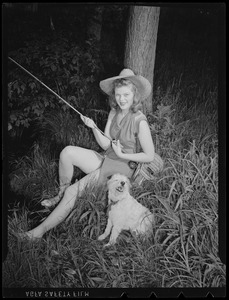 Girl and dog gone fishing
