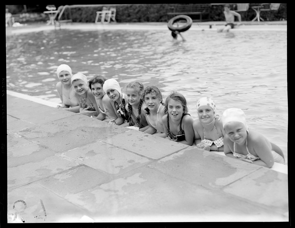 Young girls in pool