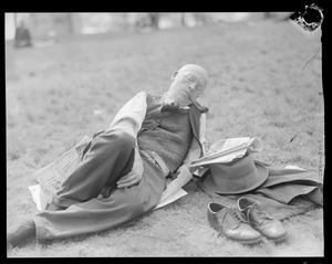 Smoking a pipe in the park