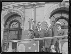 Leverett Saltonstall and other men on reviewing stand