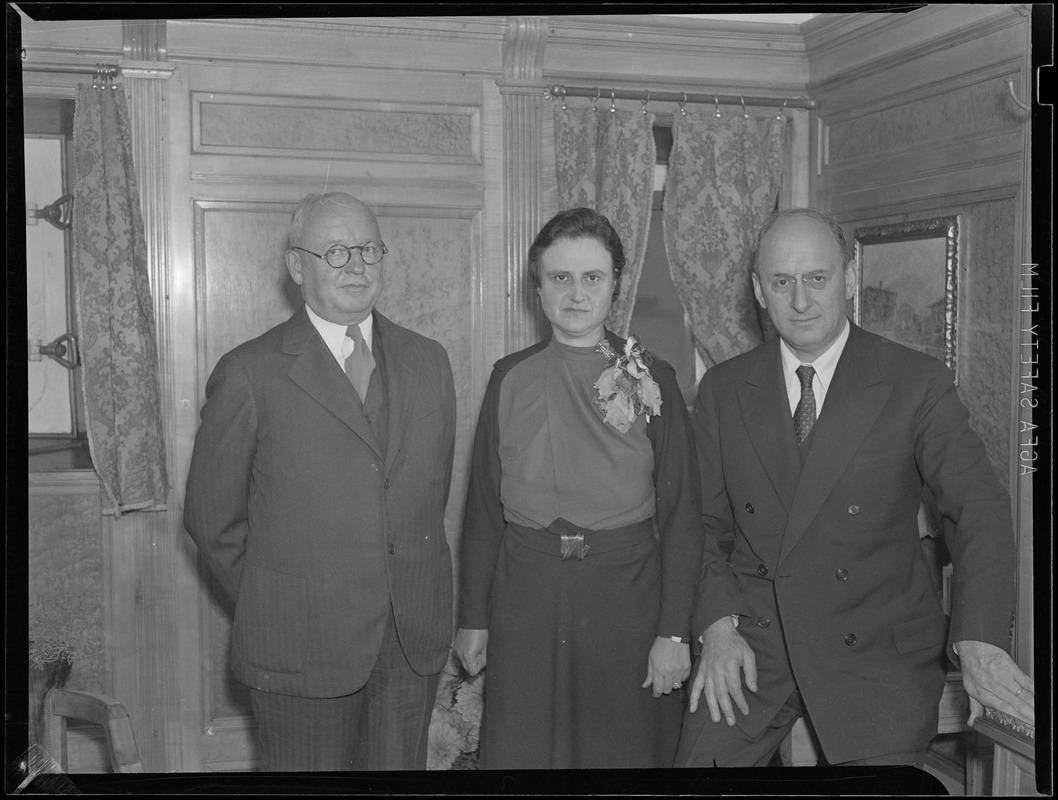 Italian Line passengers: Henry Morgenthau Jr. (Secretary of Treasury), Mrs. Morgenthau, Joseph A. Maynard (Collector: Port of Boston)