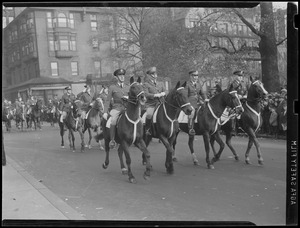 Leverett Saltonstall in military uniform riding in parade