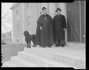 Cardinal O'Connell?, priest, and dog