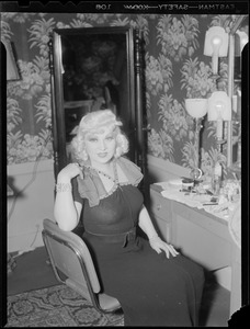 Mae West in her dressing room at the RKO Boston
