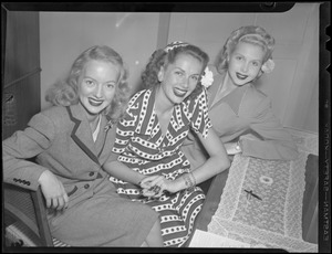 Stars who will appear in the United Nations benefit show at the Boston Garden this afternoon. Left to right, Anne Miller, Jinx Falkenburg and Evelyn Keyes.