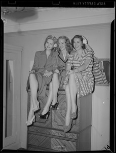 Stars who will appear in the United Nations benefit show at the Boston Garden this afternoon. Left to right, Anne Miller, Jinx Falkenburg, and Evelyn Keyes.