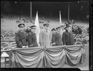 Gov. Curley at Fenway with military men