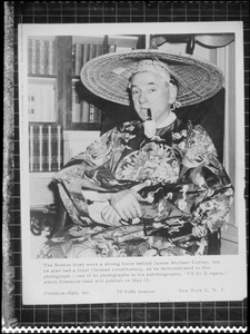 Curley in Chinese dress, publicity photo from autobiography "I'd Do It Again"