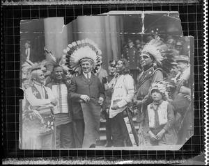 Curley in war bonnet with "other" Chiefs