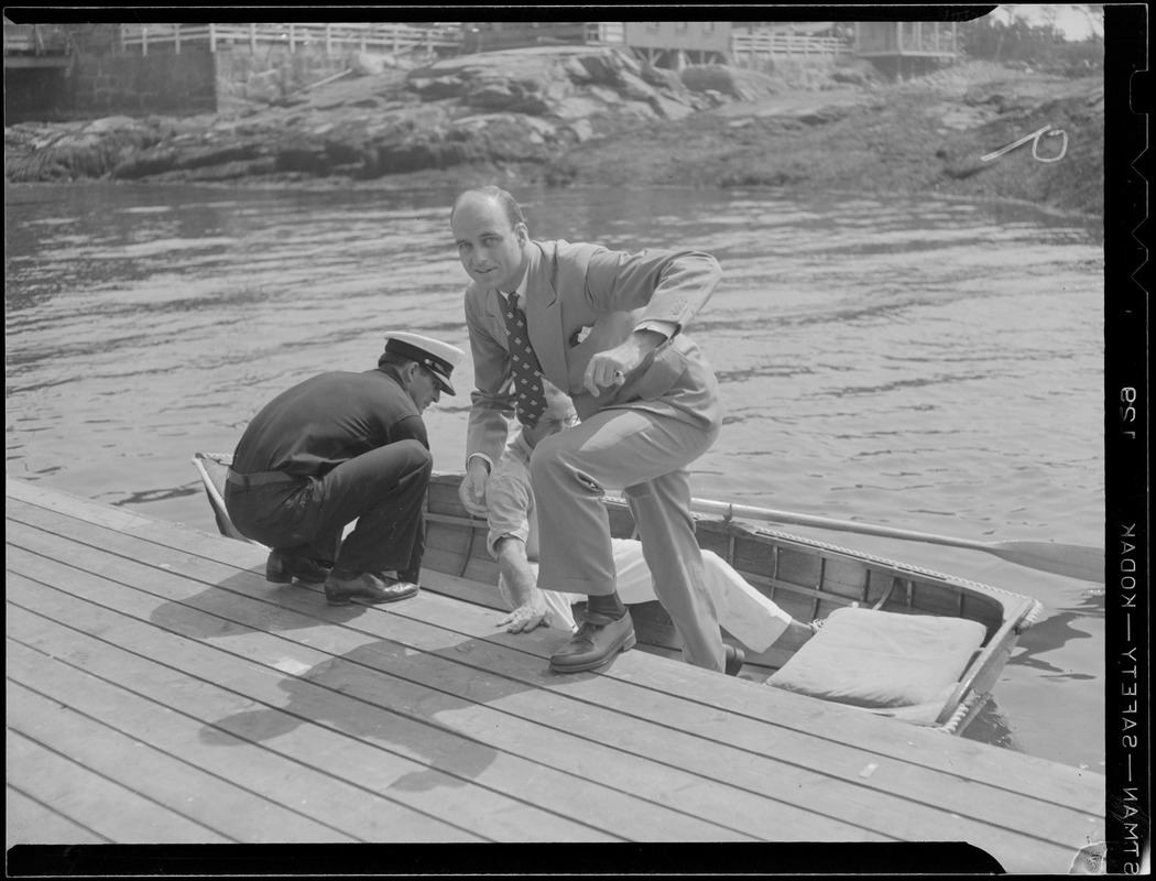 James Roosevelt boating while in town for Harvard commencement