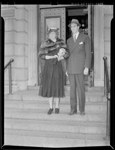Eleanor Roosevelt and son in Boston