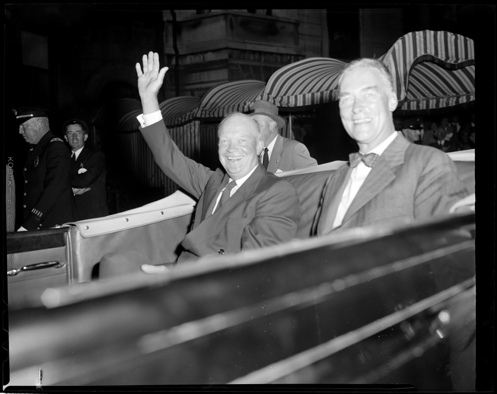 Pres. Eisenhower in Boston, accompanied by Gov. Herter