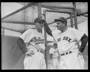 Opening Day at Fenway: Manager Mike "Pinky" Higgins with Baltimore manager, maybe Paul Richards