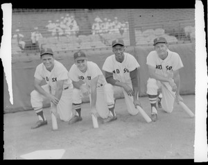 Frank Malzone, Don Buddin, Pumpsie Green and Pete Runnels, the Red Sox infield