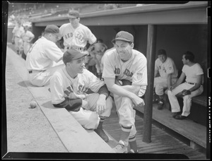 Red Sox players in dugout