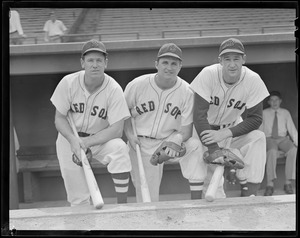 Three Red Sox players in dugout