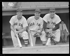 Three Red Sox players in dugout