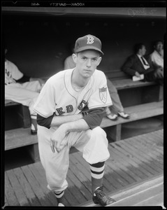 Red Sox player in dugout