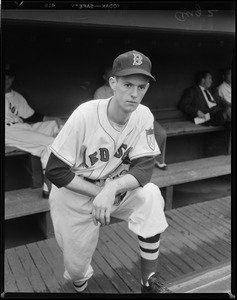 Red Sox player in dugout