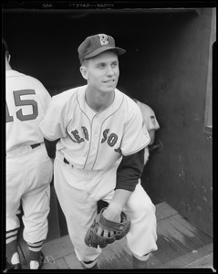 Red Sox player in dugout