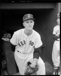 Red Sox player in dugout