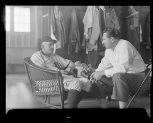 Casey Stengel, Bees manager, in clubhouse