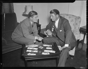 Jimmie Foxx playing cards in hotel room