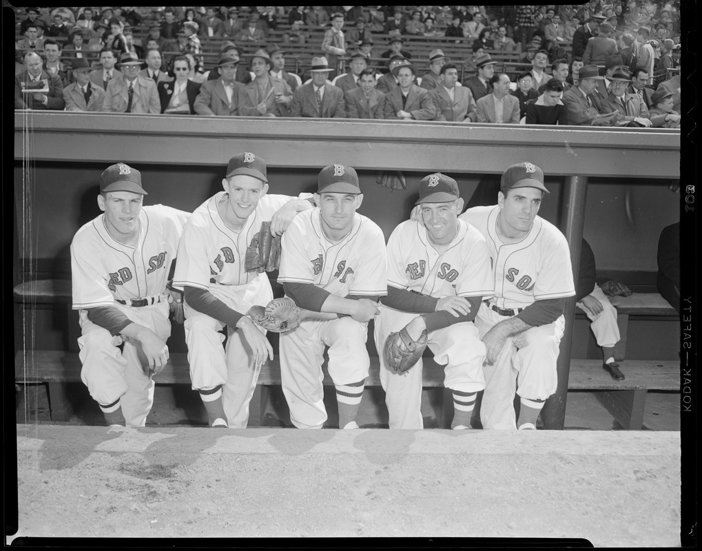 Red Sox players in dugout