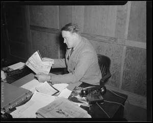 Red Sox manager Joe Cronin in his office at Fenway Park