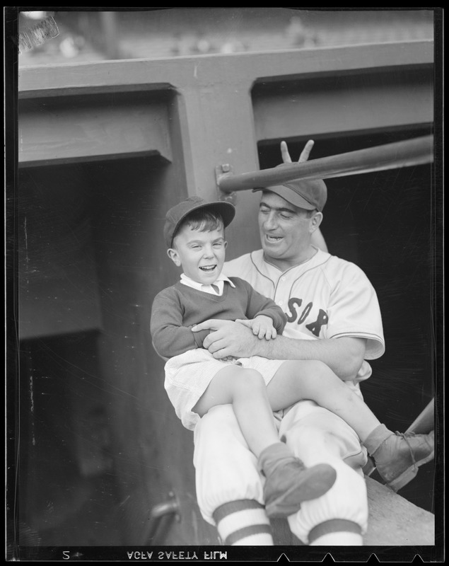 Red Sox catcher Moe Berg with batboy Donald Davidson, at Fenway