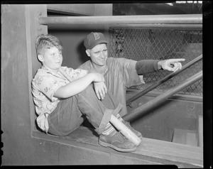 Bobby Doerr with boy at Fenway