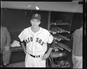 Red Sox player in dugout