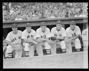 Red Sox players in dugout - 1946 World Series