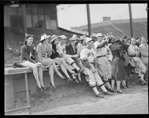 Bees players with women at Braves Field