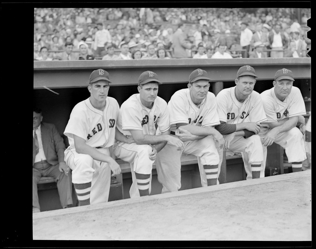 Red Sox in dugout, World Series against St. Louis