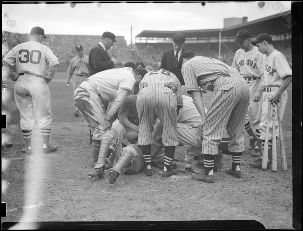 Injured catcher - Red Sox vs. Indians
