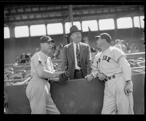 Jimmy Foxx and Eddie Collins with Yankees player
